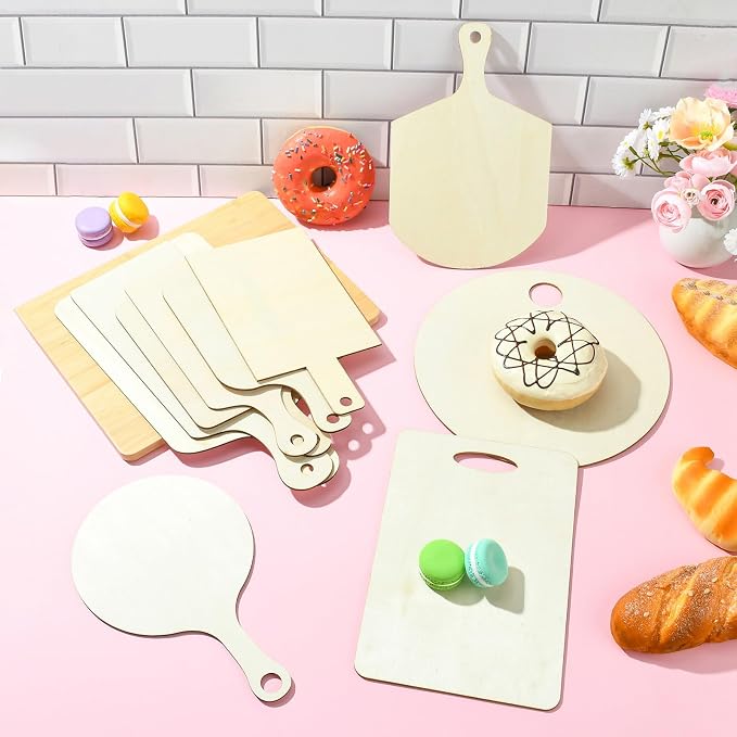 10 pcs 10 Styles Cutting Board Theme Unfinished Wooden Cutout Charms Rectangle - Image 6