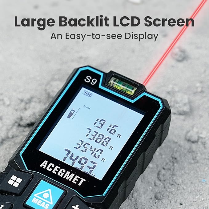 Laser Measure, ACEGMET Laser Measurement Tool Backlit LCD - Image 7