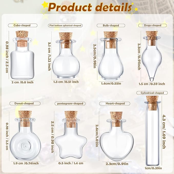 Geiserailie 80 Pieces Tiny Glass Bottles Spell Jars - Image 2
