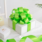 HUIHUANG Lime Green Wired Ribbon 1-1/2 inch Lime Green Satin Wire Ribbon - Image 4