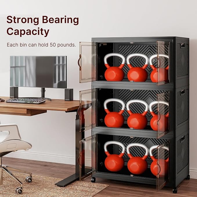 UAMFURI Stackable Storage Bins, 1050QT Collapsible Drawers - Image 5