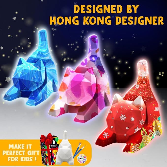 Goody King Paint Your Own Lie Cat Lamp Kit, DIY Cat Crafts Night Light - Image 7