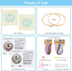 ERKOON Embroidery Kit for Beginners, 2 Set Flower Cross Stitch Set Include - Image 2