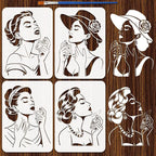 FINGERINSPIRE 4Pcs Perfume Woman Painting Stencil by FINGERINSPIRE