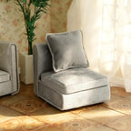iLAND Dollhouse Furniture Sectional Dollhouse Couch Set Light Grey Velvet Sofa - Image 6