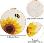 Nuberlic Sunflower Embroidery Kit 3 Pack Embroidery Kits - Image 6