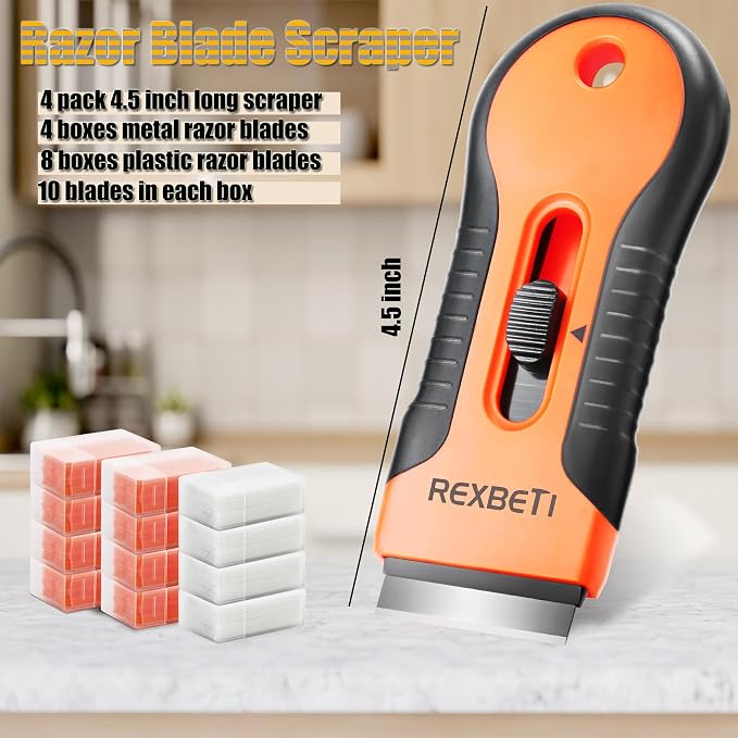 REXBETI Razor Blade Scraper Tool, 4 Pack Razor Scraper Set - Image 2