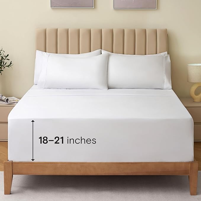 LuxClub 4 PC Full Size Sheet Set Bed Sheets Deep Pockets 18" Wrinkle Free by LuxClub