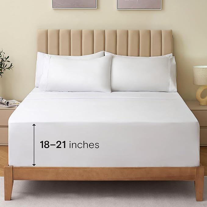 LuxClub 4 PC King Size Sheet Set Bed Sheets Deep Pockets 18" Wrinkle Free by LuxClub