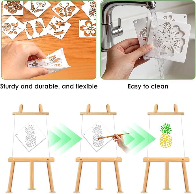 50 Pcs Large Flower Stencils for Painting, 3.94 X 3.94 Inch Flower Stencils for - Image 8