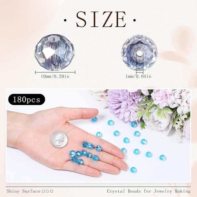 180pcs 10mm Crystal Glass Beads - Image 2