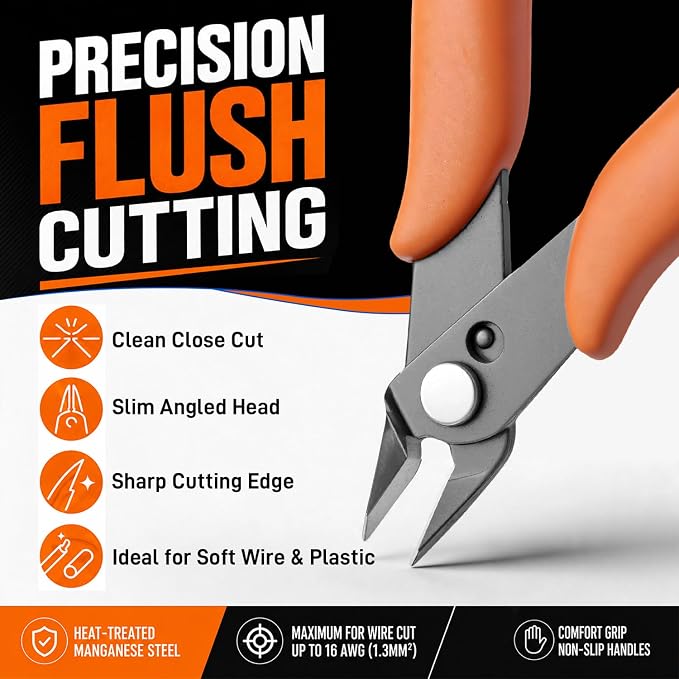 KATA Mini Flush Cutters, 5-Inch Wire Cutters Plier - Image 6