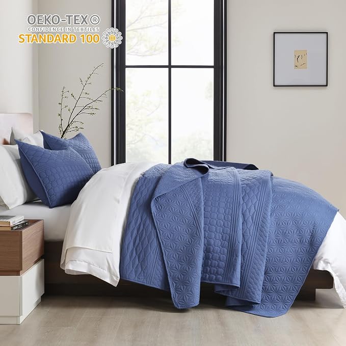 HORIMOTE HOME Denim Blue King Size Quilt Set - Image 3