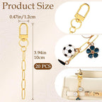 20pcs Gold Keychain Making Kit, Key Ring Swivel Snap Hook Chains, Alloy - Image 2