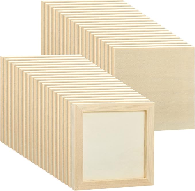 Kathfly 48 Pcs 6 x 6" Wood Panel Boards, Unfinished Wood Canvas Panels by Kathfly