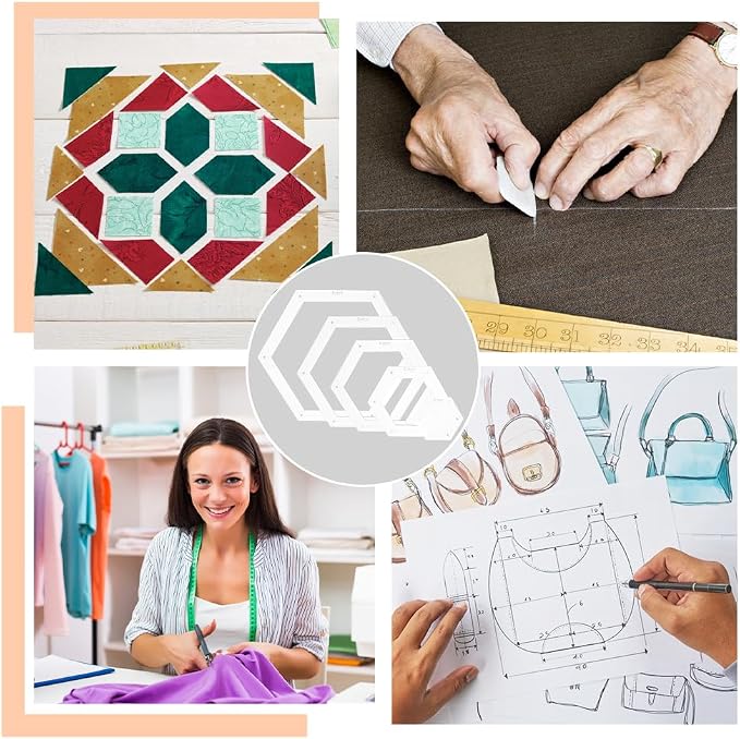 BENECREAT 5 Sizes Hexagon Quilting Template, Acrylic Intricate Sewing Machine - Image 6