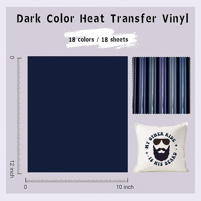 Tintnut Dark Color HTV Heat Transfer Vinyl, easy cut & weed, stretch washable - Image 2