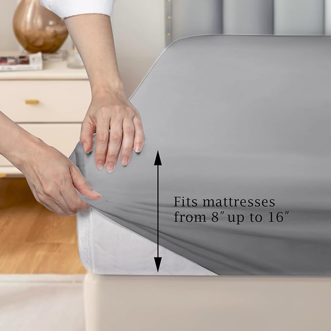 FreshCulture Pure Cotton Fitted Sheets Twin XL Size, 300 Thread Count Percale - Image 3