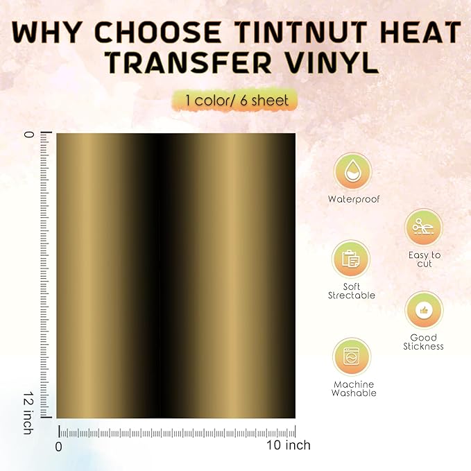 Tintnut Yellow Black Gradient Heat Transfer Vinyl, Ombre pattern, PU HTV Sheets - Image 2