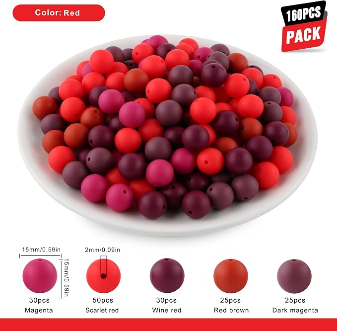 160Pcs Silicone Beads 12mm Mix Color, Bulk Silicone Beads 12mm - Image 2
