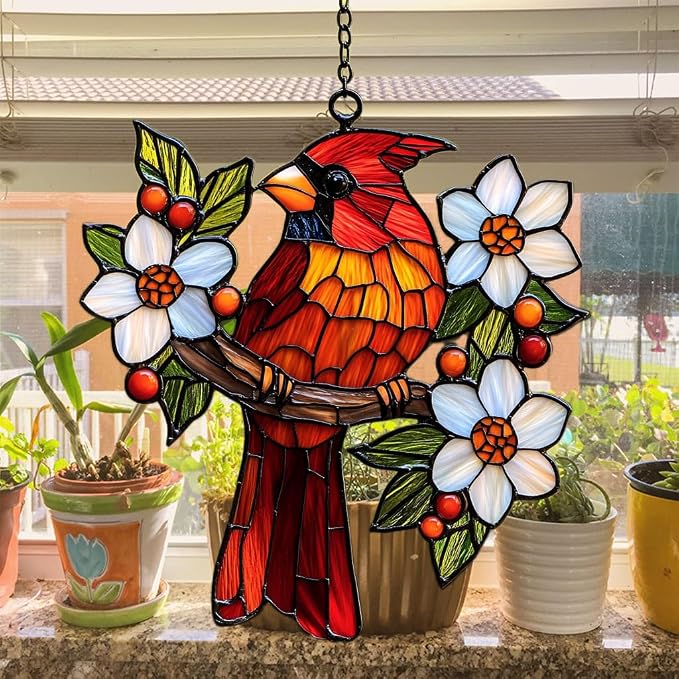 Cardinal Mosaic Effect Acrylic Suncatcher Stained Glass Effect Window Car - Image 4