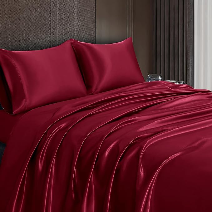 Homiest Burgundy Satin Twin Sheet - Image 6