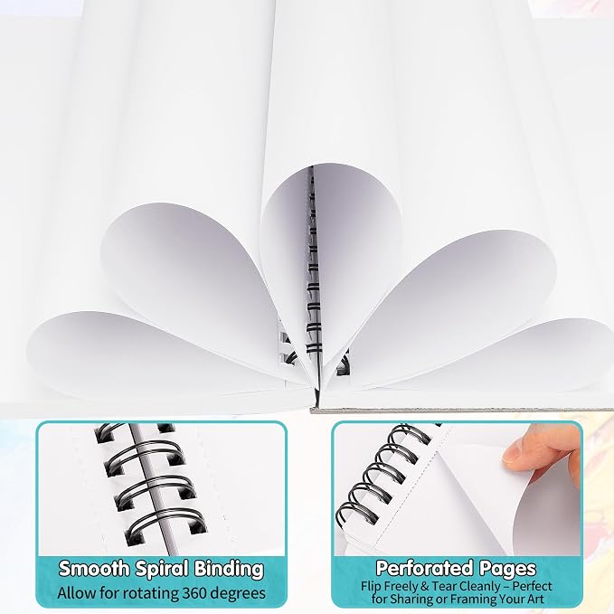 FIXSMITH 9"X12" Teal Sketch Book, 400 Sheets Spiral Sketchbook, Acid Free - Image 4