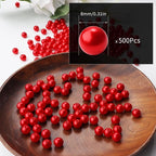 500pcs Red 8mm Pearl Beads - Image 2