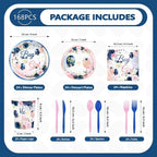 168Pcs Navy Blue and Pink Gender Reveal Party Decorations Serves 24 | Baby Boy - Image 2
