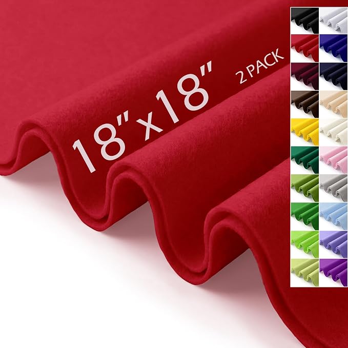 Red Felt Fabric Sheets 18" x 18" 1.6mm Soft Craft Felt Squares | Soft Precut by AblemeDeco