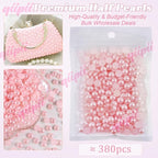 qiipii 380PCS 8mm Light Pink Round Half Round Pearls - Image 2