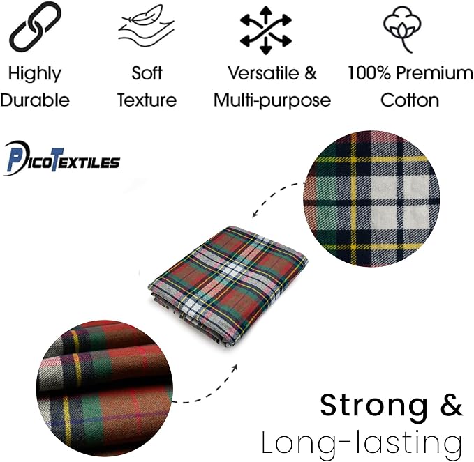 Pico Textiles 6 Yards Bolt Red Green White Tartan Plaid Flannel Fabric - Image 4
