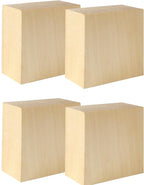 4 Pack Unfinished Basswood Blocks by KEJJNYER