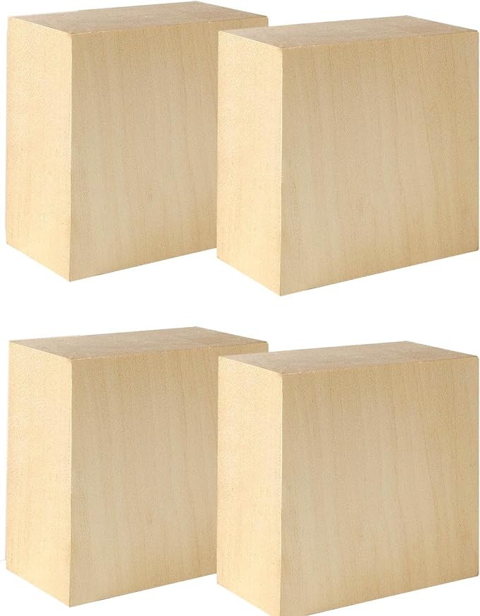 4 Pack Unfinished Basswood Blocks by KEJJNYER