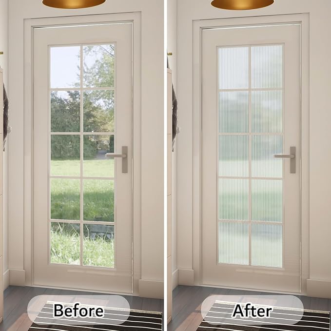 VELIMAX Reeded Glass Privacy Film, Frosted Window Vinyl, 3D Decorative Window - Image 4