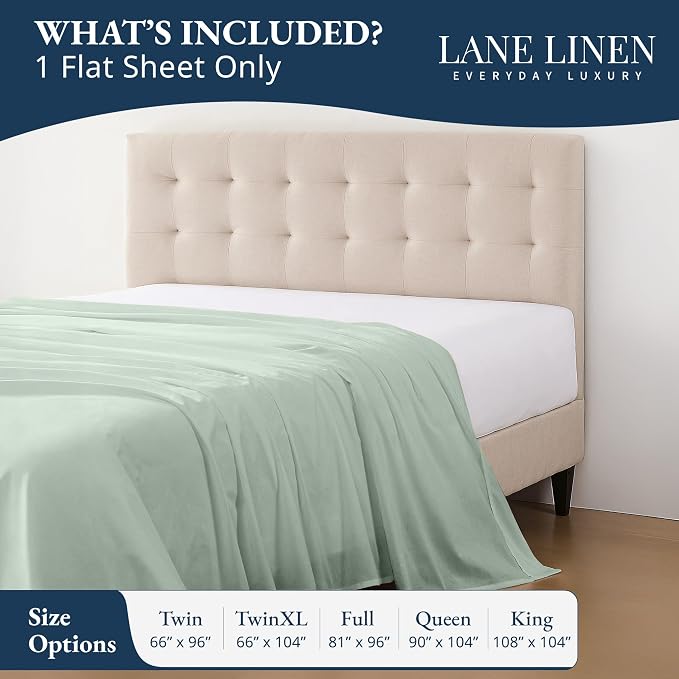 Lane Linen 100% Organic Cotton King Size Flat Sheet Only - Image 2