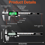 Preciva Backlight Digital Caliper, 6inch IP54 Waterproof Rechargeable - Image 7