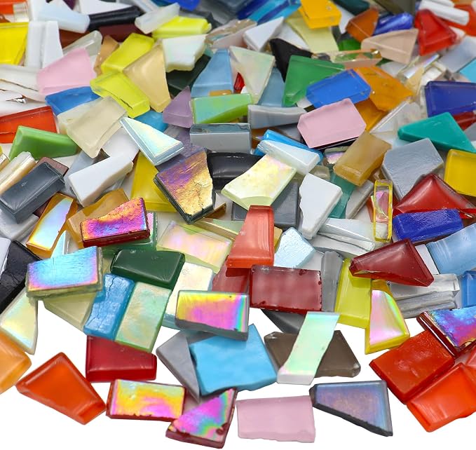LITMIND 1.1LB Mixed Colors Irregular Stained Glass Mosaic Tiles by LITMIND