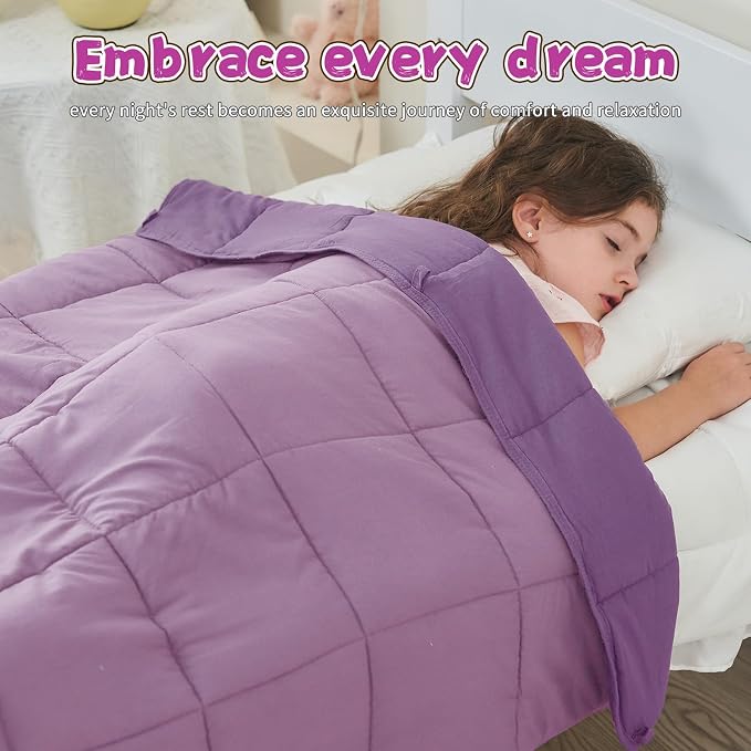 Purple Weighted Blanket Kids 7lbs, Cooling Heavy Throw Blanket - Image 2