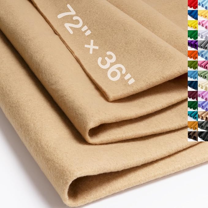 XSEINO Tan Large Felt Fabric 72" X 36 ", 1.4 mm Thick Soft Felt Fabric Sheet by XSEINOiscreating%EF%BC%81