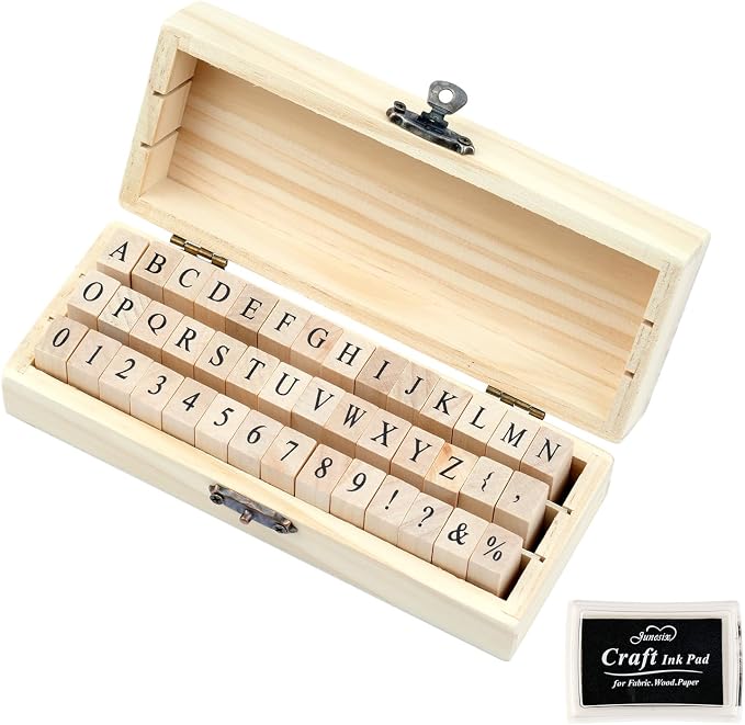 42 Pcs Letter Stamps, Rubber Stamps Alphabet Stamps, Wooden Stamps Number by Opvixi