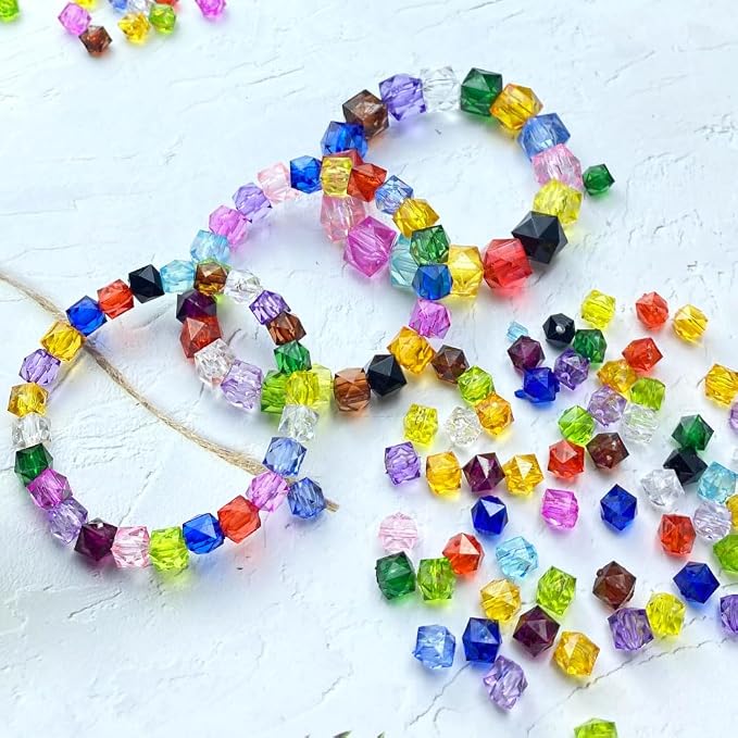 400pcs 8mm Acrylic Cube Faceted Beads Colorful Square Plastic Spacer Beads - Image 7