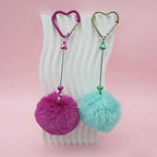 Beadable Heart Pom Pom Keychain Blank Bar - Image 5