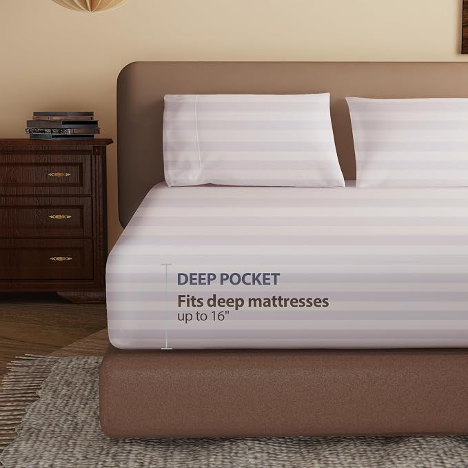 2-Pack 100% Egyptian Cotton Fitted Sheet TwinXL Size, 600 Thread Count Cotton - Image 2