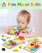 Yetonamr Wooden Toddler Puzzles Gifts Toys - Image 3
