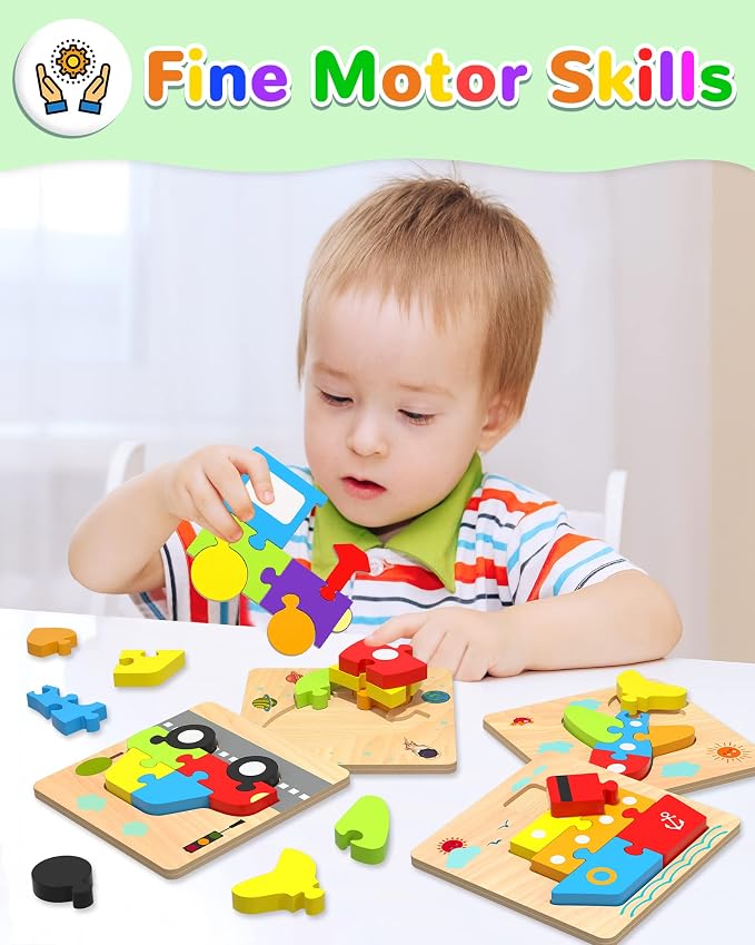 Yetonamr Wooden Toddler Puzzles Gifts Toys - Image 3