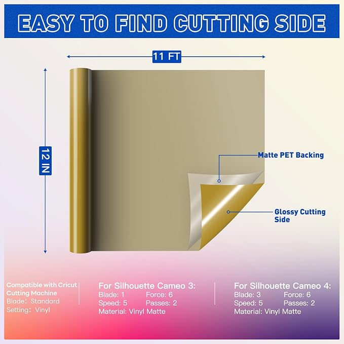 HTVRONT Gold Permanent Vinyl, Silhouette, Scrapbooking, Die Cutters - Image 6