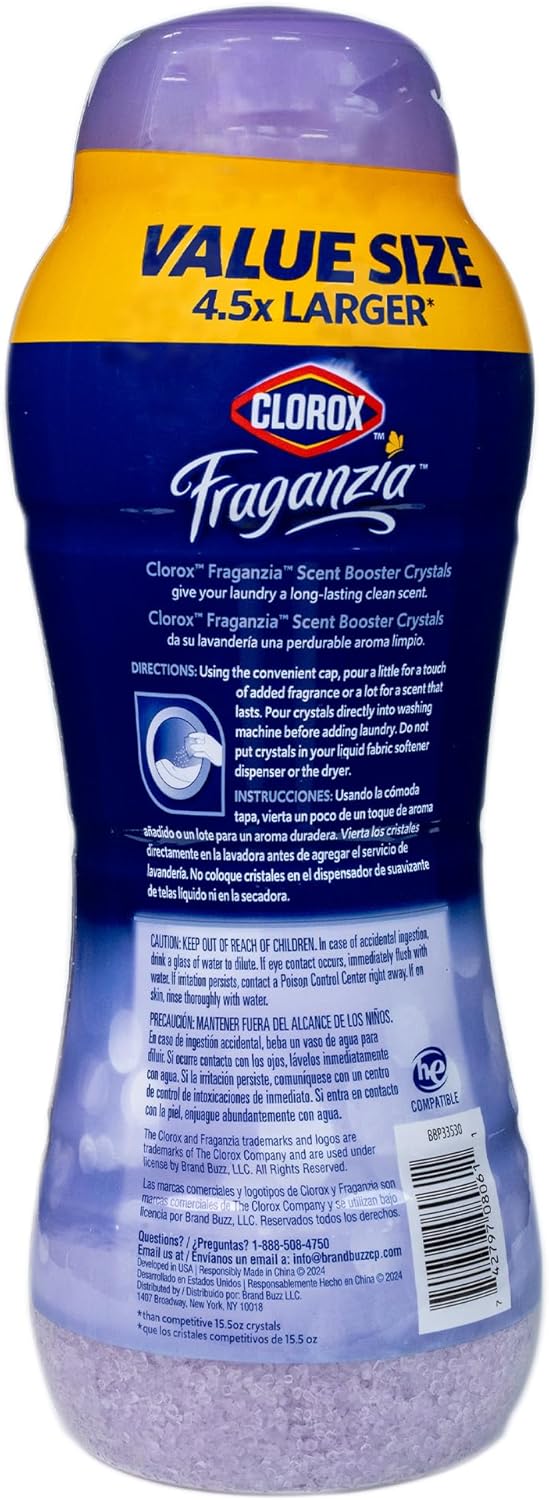 Clorox Fraganzia Laundry Scent Booster Crystals in Dreamy Jasmine Scent - Scented In-Wash Freshener Beads for Fresh, Clean, Great Smelling Clothes and Linens, 70 Oz