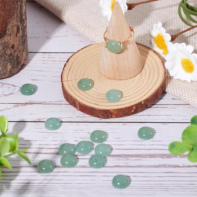 FASHEWELRY 50Pcs Natural Green Aventurine Cabochons Flat Back Gemstone - Image 2