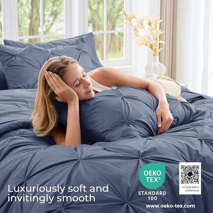 Sasttie Twin XL Comforter Set, 5-Piece Bed in a Bag, Pintuck Bedding Sets - Image 3